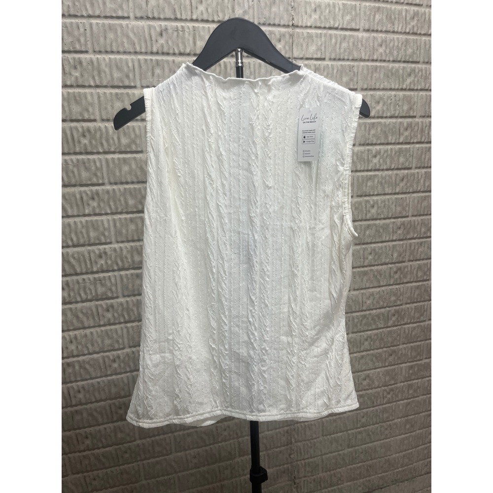 Cupshe White Textured Crinkle Sleeveless Crew Neck Top XL CAA04A4H013CC NEW